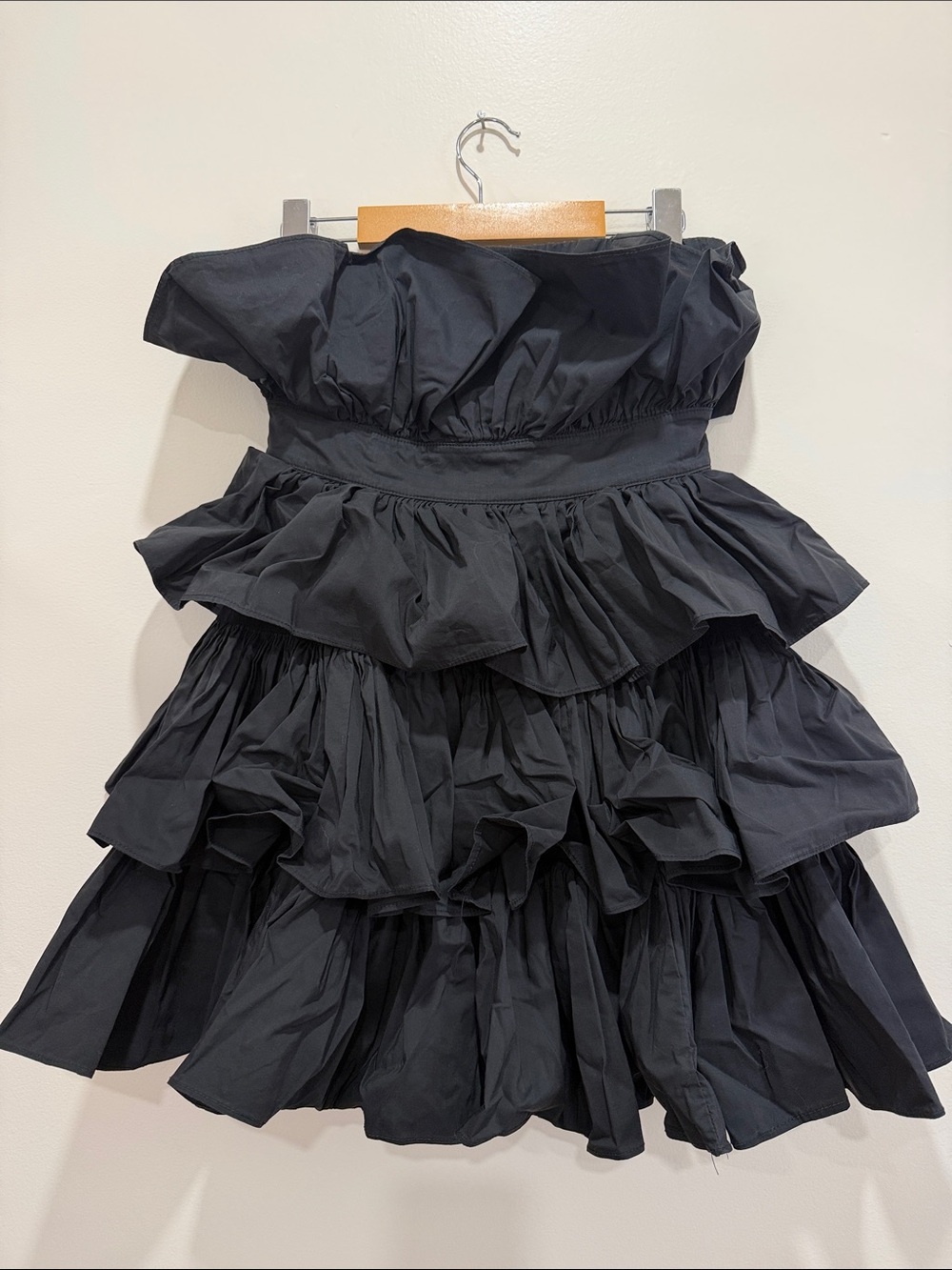 Mable Black Tiered Tube Ruffle Mini Dress